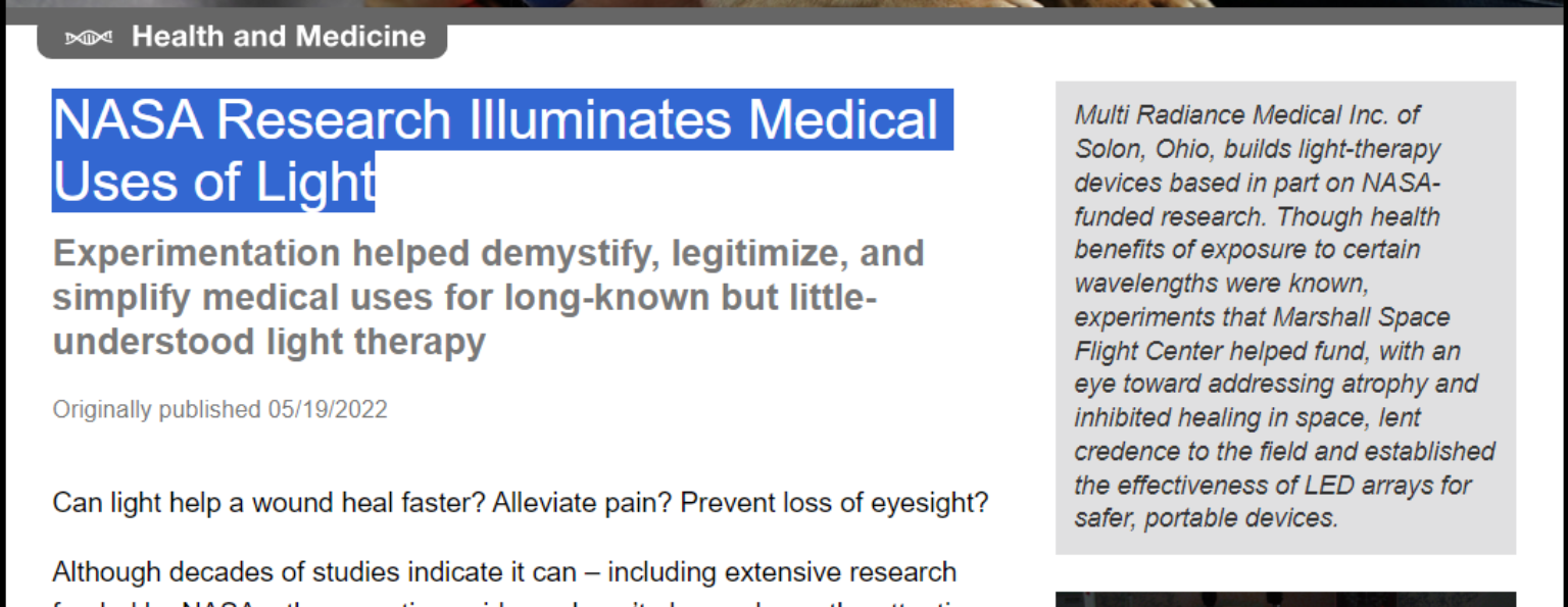 NASA Research Illuminates Medical Uses of Light