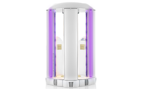 Sportarredo HPO STILE ultimate stand up tanning bed shown with white background.